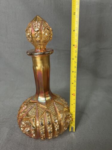 Vintage Imperial Achteck Ringelblume Karneval Glas Karaffe Vase USA - Bild 8 von 8