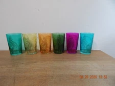 Set Of 6 Moroccan Style Colored Glass Gilt Tea Glasses Set LUMINARC 3 7/8"
