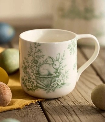 Anthropologie Terrain Bunny Rabbit Toile Mug Green