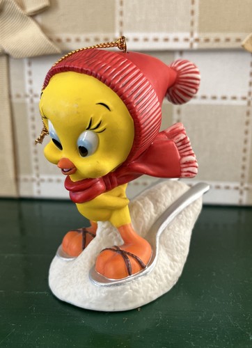 Vintage 1998 Looney Tunes Tweety Bird "SnowBird" decorazione natalizia Goebel