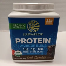 Sunwarrior Organic Plant Protein Powder Rich Chocolate 13.75oz 15 Servings