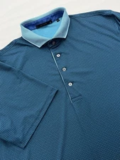 Greyson Polo Shirt Mens Extra Large Golf Performance Stretch AOP Blue Logo