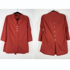 Zac & Rachel Blouse Top Women M Red Button Down Shirt Long Sleeve Back Detail
