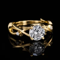 Round Moissanite Ring 925 Sterling Silver Nature Inspired Engagement Ring