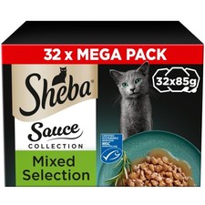 128 x 85g Sheba Sauce Lover Adult Wet Cat Food Trays Mixed Selection in Gravy 5.64 per kilo