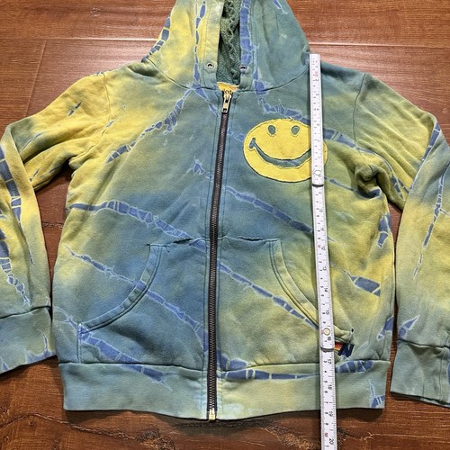 Aviator Nation Tye Dye Hoodie Sweater Youth 10 Green Full Zip Smiley Face Emoji - Picture 12 of 15