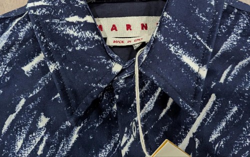 $ 990 Herren MARNI zweifarbig bedrucktes Denim Overshirt mitternacht/blau 50 US Large - Bild 3 von 7