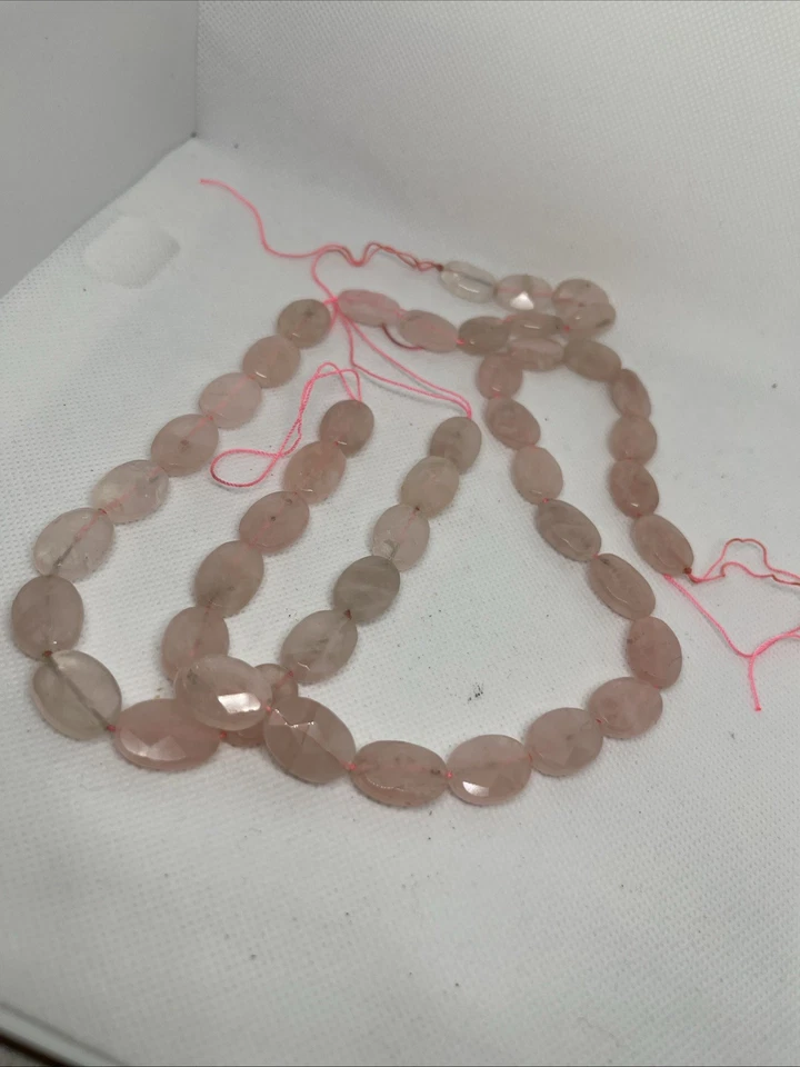 Rosenquarz Quarz Perlen Oval Facettiert Mit Loch 23 Stk 17 mm Edelstein Kristall - Bild 4 von 4