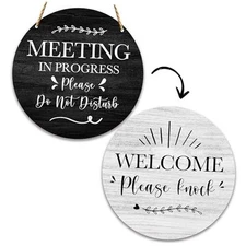 Do Not Disturb Door Hanger Sign, Funny Office Decor Meeting meeting in progress