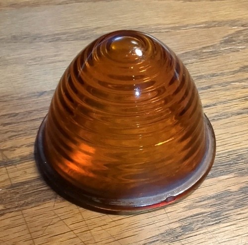 VINTAGE BEEHIVE AMBER GLASS CLEARANCE LIGHT LENS 2.5" HOT ROD MOTORCYCLE CUSTOM