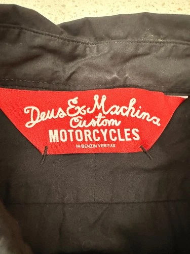 Deus Ex Machina Mens M Work shirt Black Australia Embroidered Sewn Motorcycle image 5