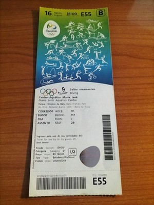 Used Ticket Olympic 16.08. 2016 Rio Olympia E55 Diving Saltos Ornamentais 2