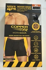 Copper Fit Men's Performance Boxer Briefs Size XL Copper Infused D Moisture Wick