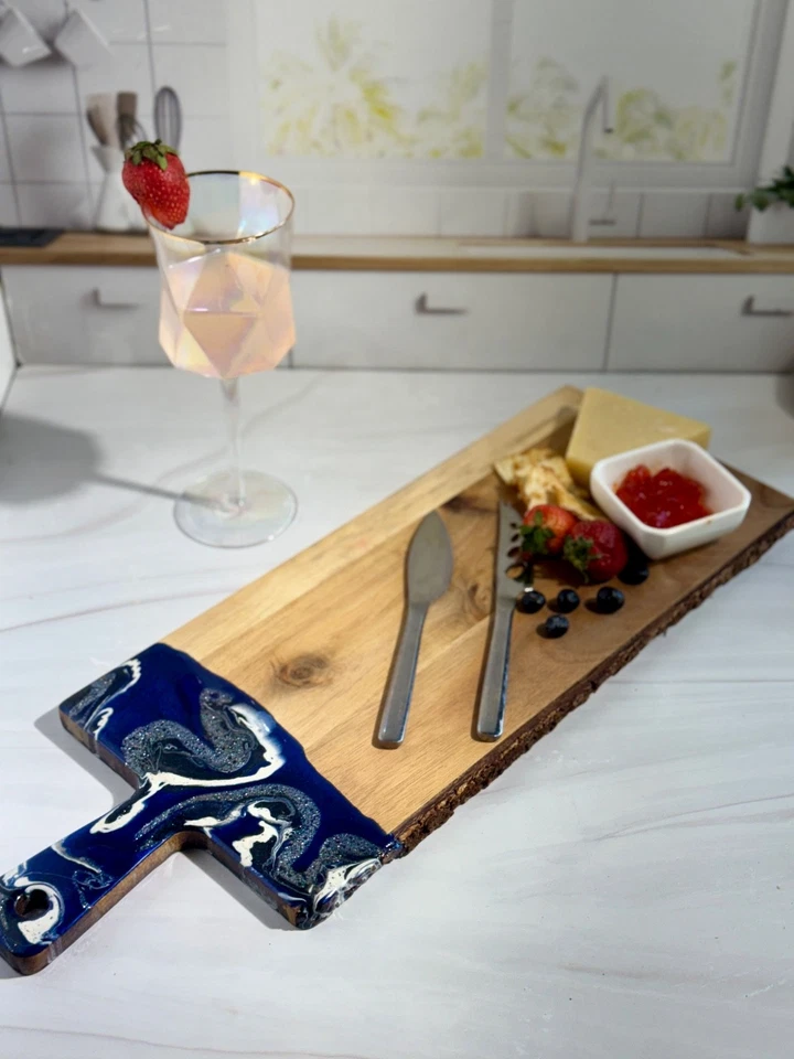 Epoxy Resin Cutting Boards, Charcuterie Boards, Serving Tray, Blue  - Image 3 of 4