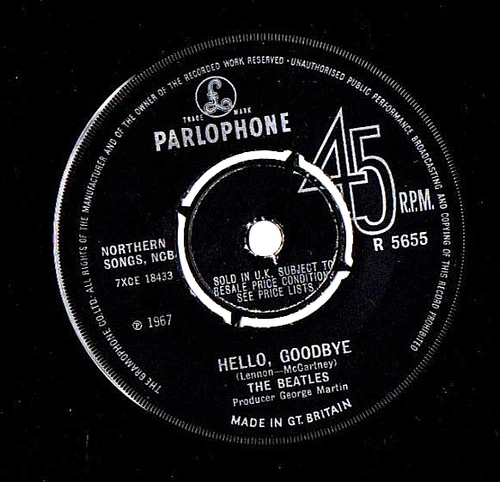 ❤️ The Beatles ~ Hello Goodbye / I Am The Walrus ❤️ 1967  Vinyl 7" Single .. VG+