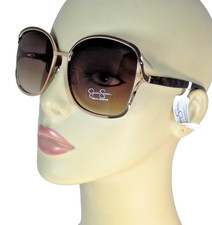 JESSICA SIMPSON Brown Enamel Accented Oversized Gold Rims Sunglasses J6375-GLDBN