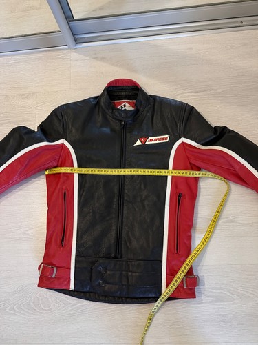 Vintage Dainese Leather Motorcycle Jacket Red/Black with White Stripes — Size 44 - Picture 13 of 14