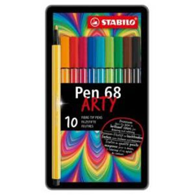 STABILO PEN 68 ARTY 10 PIECES METAL BOX