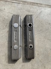 Vintage Edelbrock Curved Script Finned Valve Covers Sbc Chevy Chevrolet Vintage Edelbrock Curved Script Finned Valve Covers Sbc Chevy Chevrolet