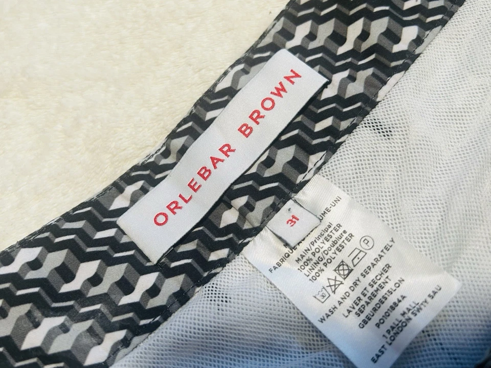 Orlebar Brown Shorts Mens Size 31 OB Classic Dane Beach Lined Swim Trunks Geo - Image 4 of 4