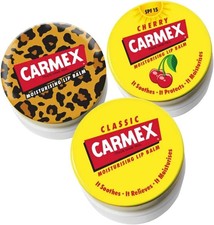 Image of Carmex Lip Balm Pot Mixed Trio Pack of 3 (Cherry, Classic & Wild) 7.5 g SPF15