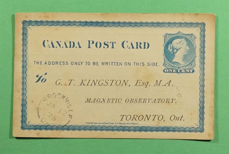 DR WHO 1875 CANADA POSTAL CARD BROCKVILLE ONT TO TORONTO R79701