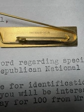 1940 Republican National Convention Badge + Whitehead Hoag Letters