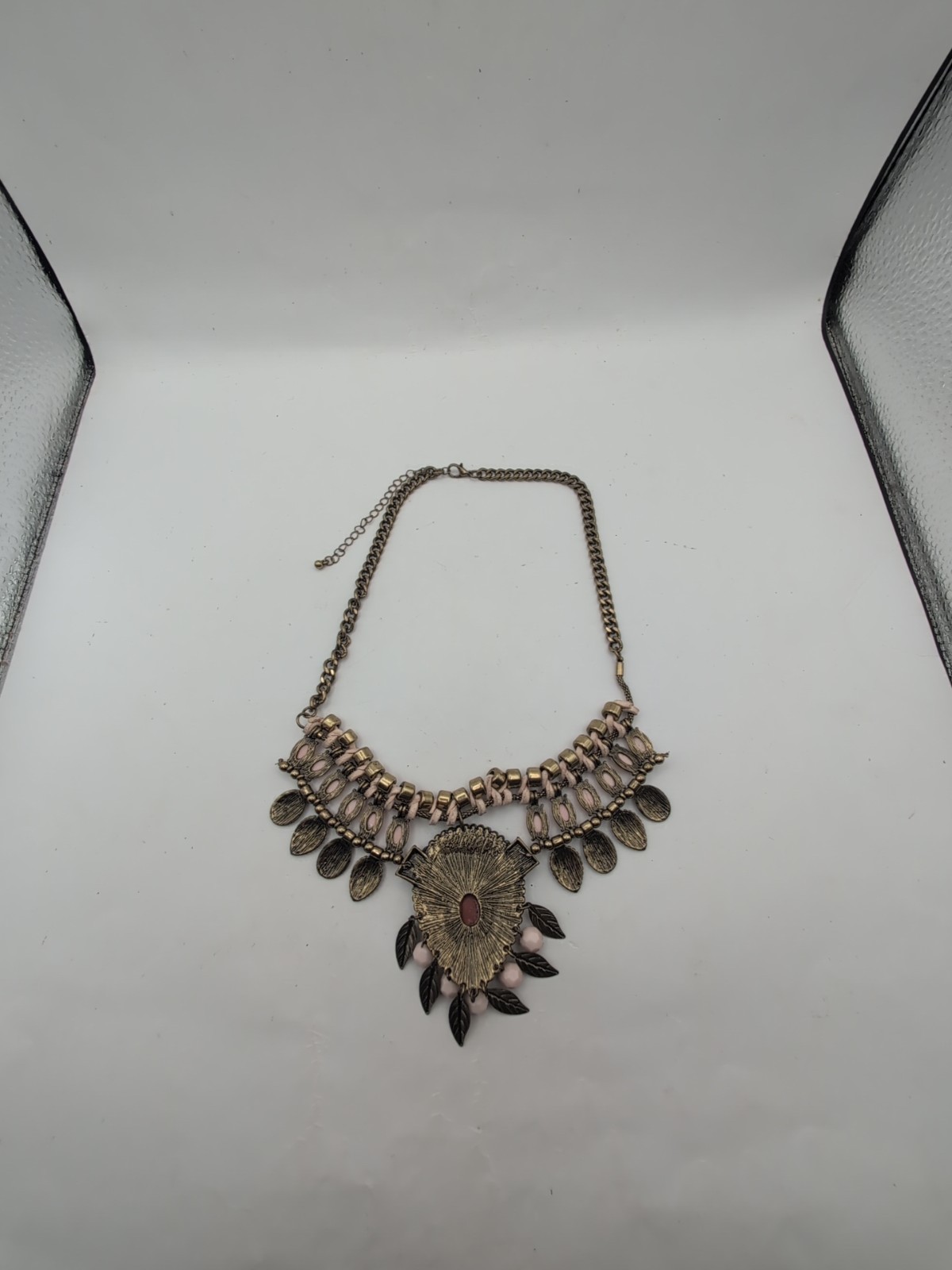 Unique Multi Material Cameo Statement Necklace Go… - image 6