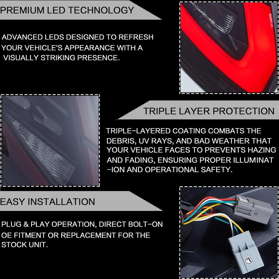 Pair VLAND LED Rear Tail Lights For 2008-19 Ford Fiesta Hatchback W/Animation - Image 3 of 4