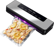 Vacuum Sealer Machine, 80Kpa Suction Power Food Vacuum Saver with 25 Bags, Autom