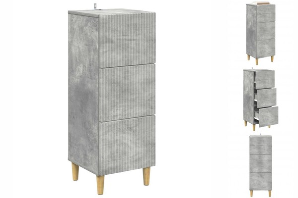 Kommode Schubladenschrank Sideboard Schmal Betongrau 33X34,5X90 Cm Holzwerkstoff-image