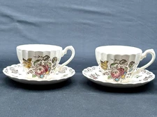 Myott Staffordshire Bouquet Cup and Saucer - Set of 2 - Vintage - 12 1/8" L EUC
