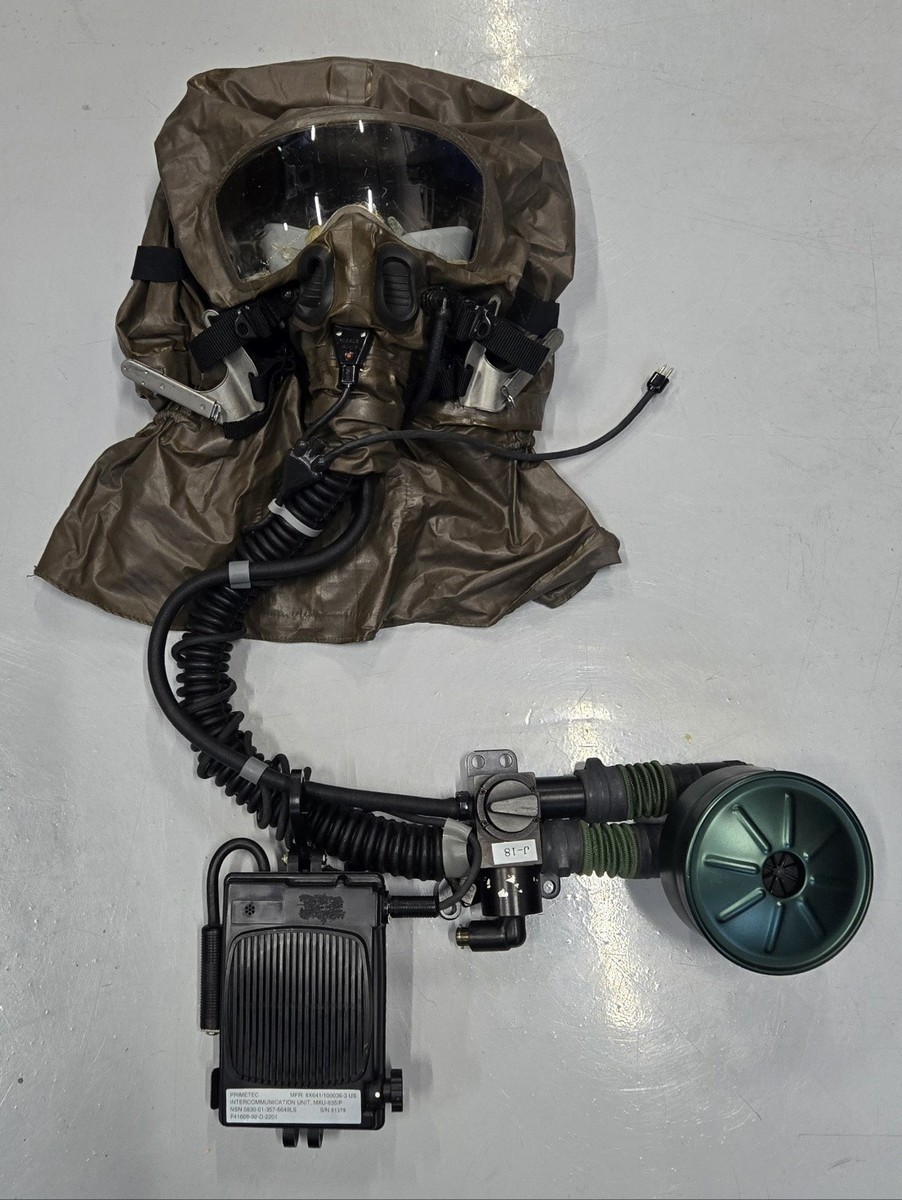 USAF MBU-12 OXYGEN MASK, MBU-19 HOOD,MXU-835 INTERCOMMUNICATION