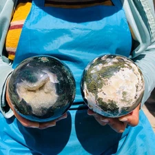 5.43LB 2pcs Natural Aquatic Plants Agate Sphere water grass Moss agate Ball