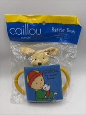 Vtg 1987 CAILLOU My Favorite Animal Rattle Cloth Book Teether Plush Toy Mirror