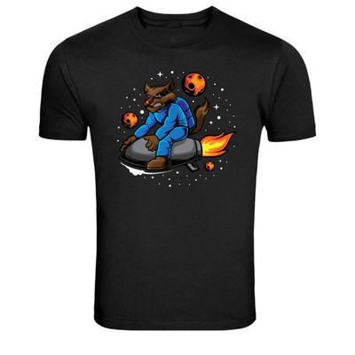 Wolf Astronaut Riding Rocket Space Graphic T-Shirt