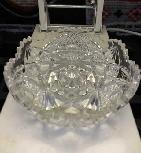 Beautiful 6” American Brilliant Cut Glass Bowl Sawtooth Rim