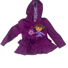 Dora the Explorer size 3t Purple Hooded Jacket zip up ruffles