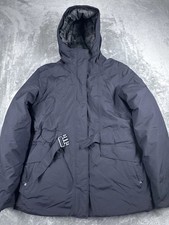 North Face Hyvent Down Parka Jacket Womens M Black Insulated Belted Hooded