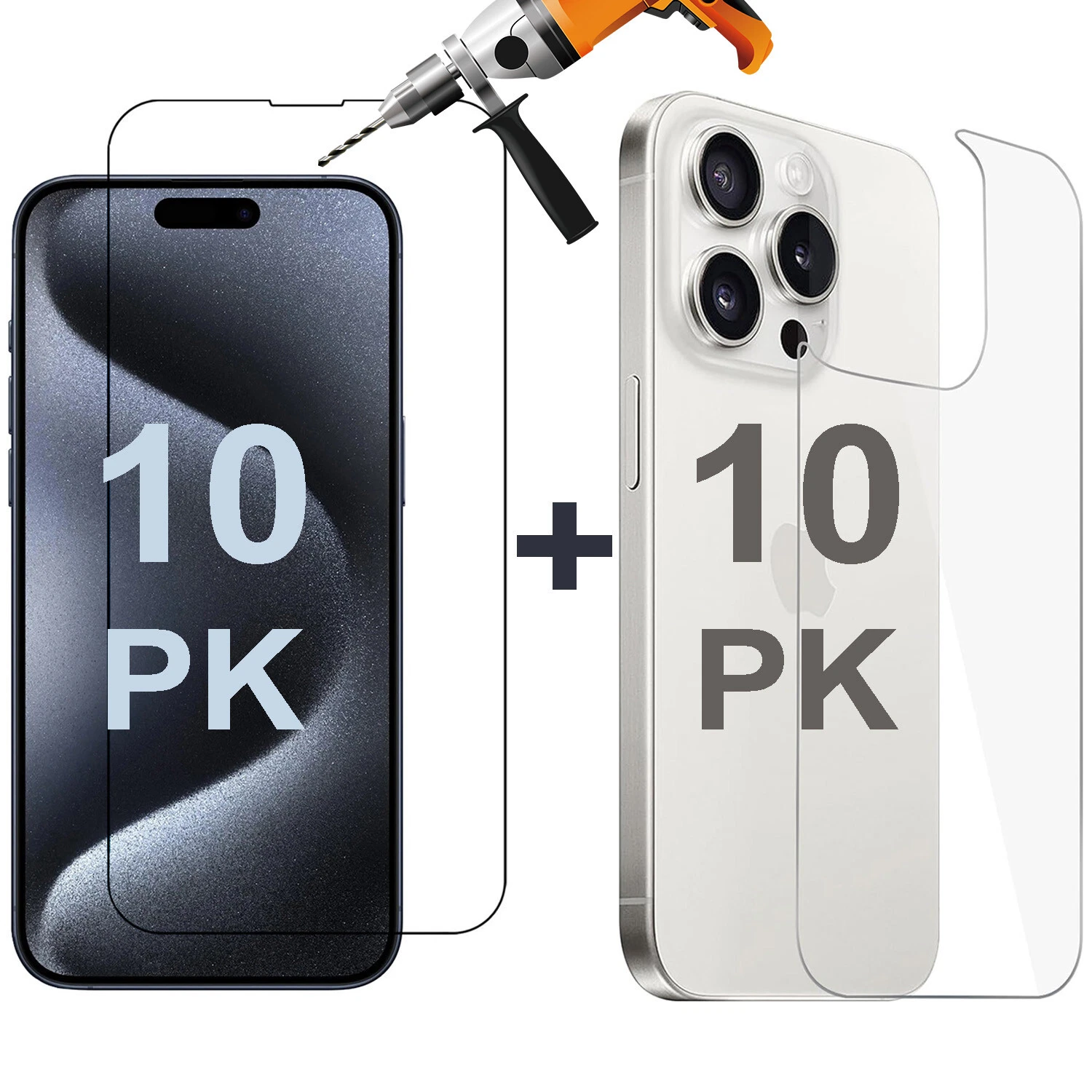 10x Tempered Glass Screen Protector for Apple iPhone 15 PRO Front and Back Film