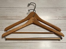 2 VINTAGE WOODEN HANGERS 17 INCHES NAGEL AUSTIN, TEX SUITE/PANT WOOD w/METAL