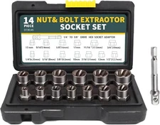 14PCS Impact Bolt Extractor Set Nut Remover Stripped Extraction Socket Tools