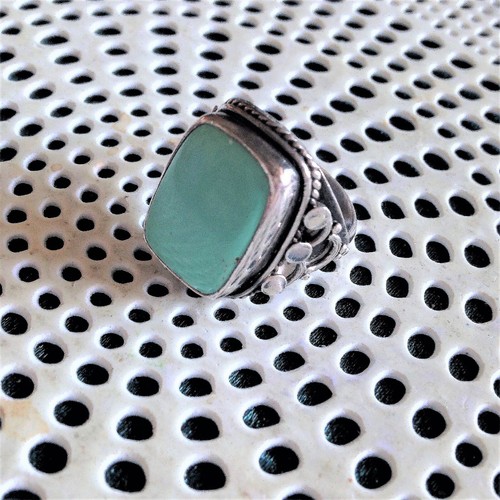 925 Sterling Silver Bezel Set Smithsonite Ring Size 8.5 - Picture 5 of 10
