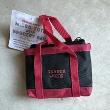 Trader Joes Micro Tote With Grocery Bag (2 In 1) Mini Limited Edition Red/Black