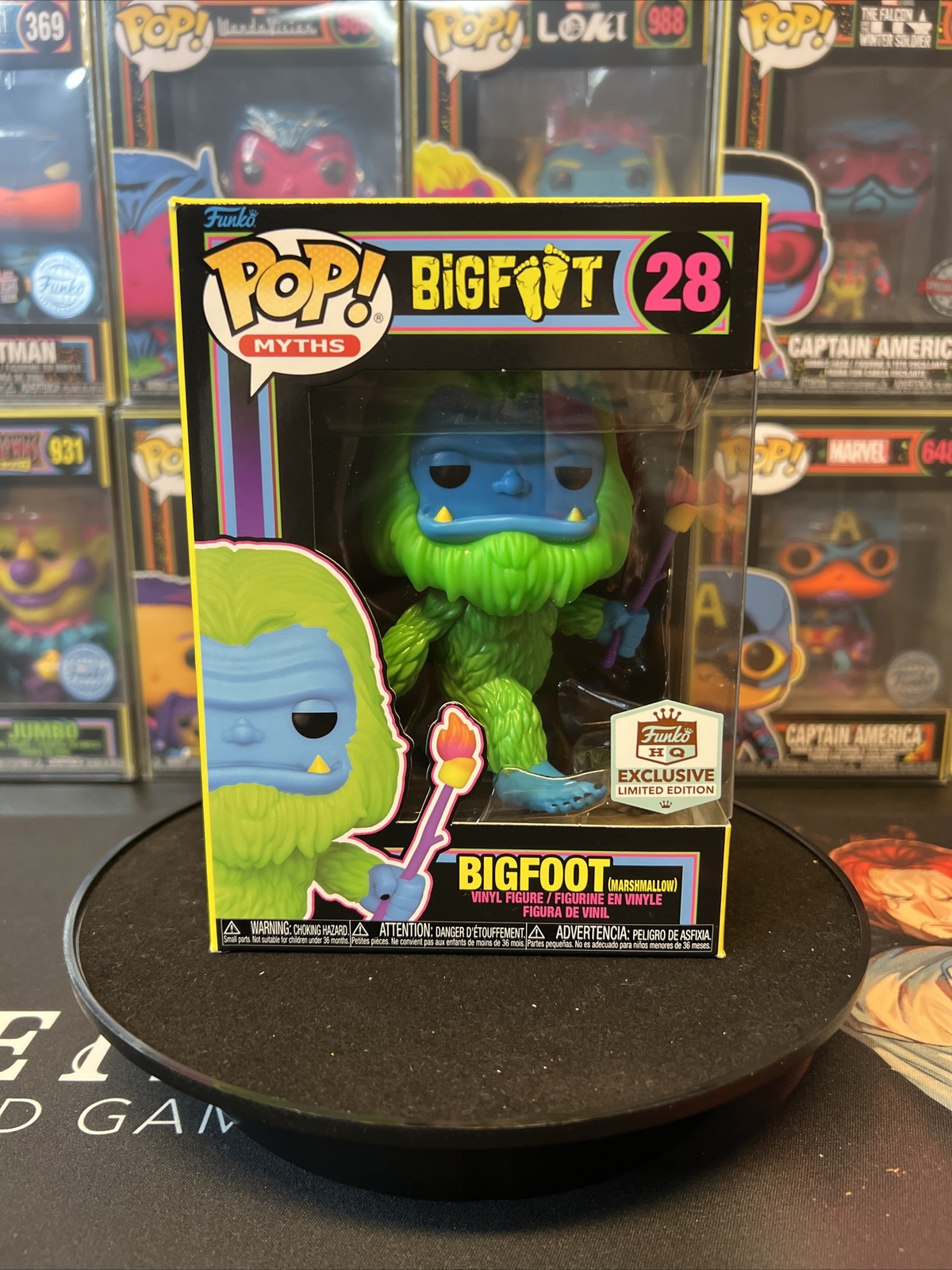 Funko Pop #28 Bigfoot (Marshmallow) HQ Exclusive - Blacklight - w/ PP ...