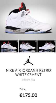 Herren Nike Air Jordan 5 Retro White Cement Größe UK 8 EU 42,5 Top & Original