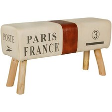 tinkaro Turnbock eckig NUNO Segeltuch/Ziegenleder Sitzbank Beige/Braun