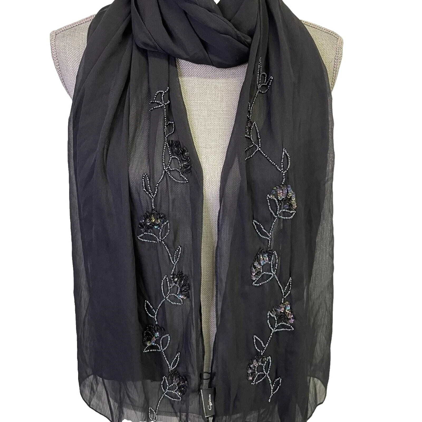 Polyester Beaded Scarves & Wraps for Women