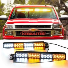 2 In 1 35 32led Emergency Warning Strobe Light Bar Visor Mount Dash White Amber 2 In 1 35 32led Emergency Warning Strobe Light Bar Visor Mount Dash White Amber