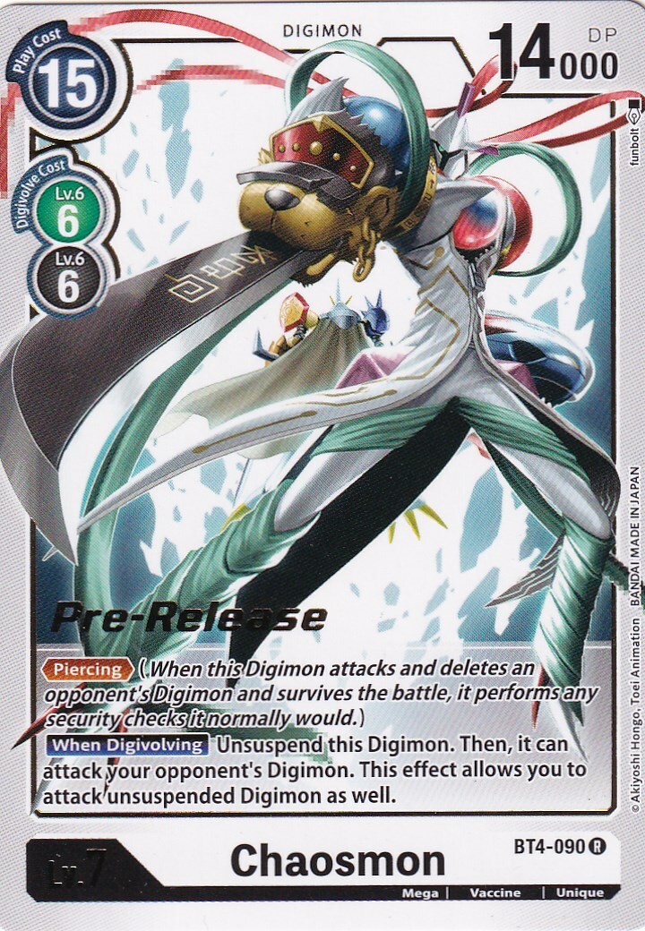 DIGIMON TCG CHAOSMON - BT4-090 - PRE-RELEASE RARE NM+ | eBay